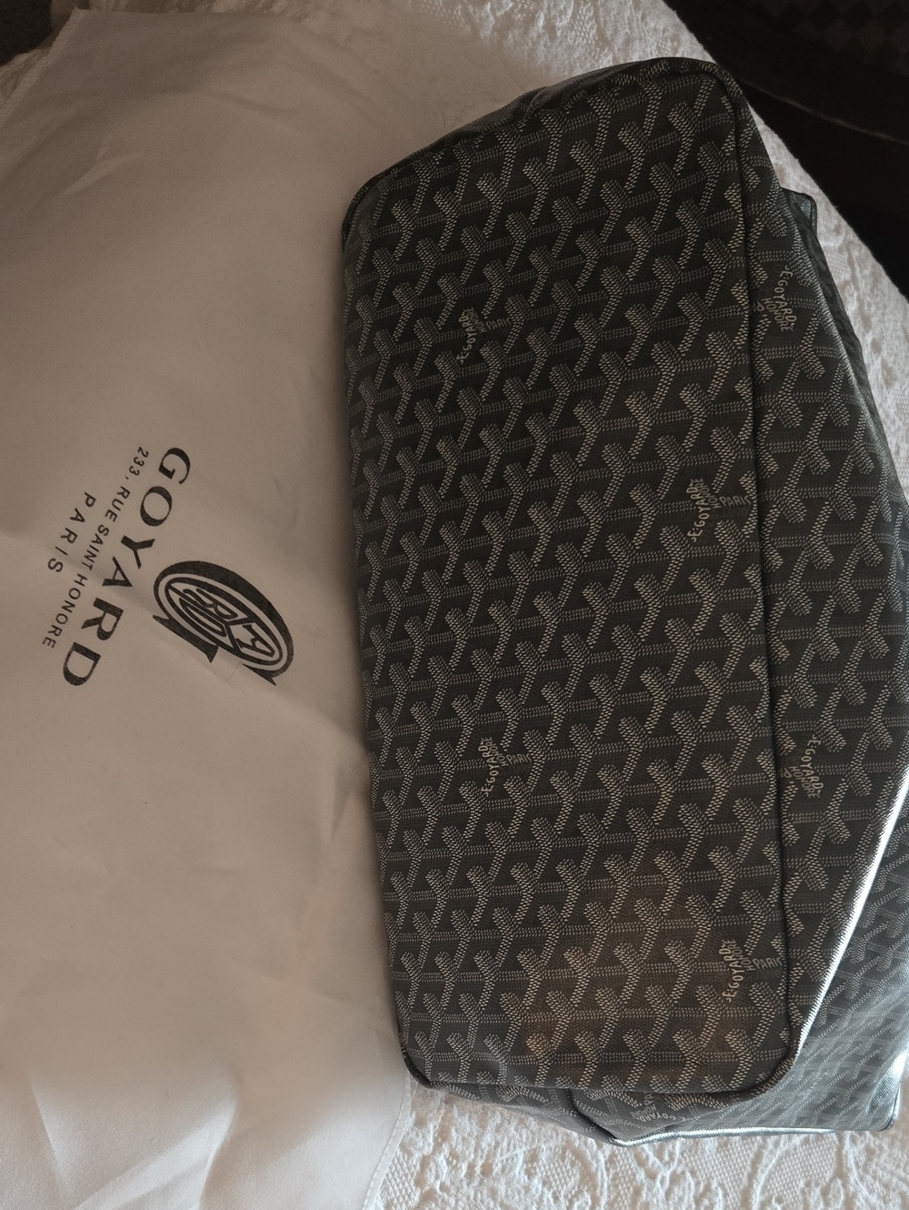 Goyard Gray Chevron-Patterned St. Louis GM Tote with Pouch - Picture 5 of 5